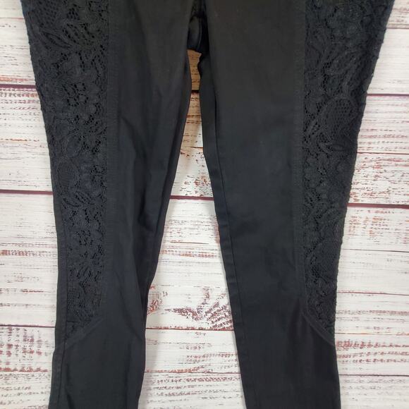 Just Cavalli Black Y2K Whimsigoth Skinny Jeans Low Rise Mesh Floral Lace Trim 28 - Picture 2 of 11